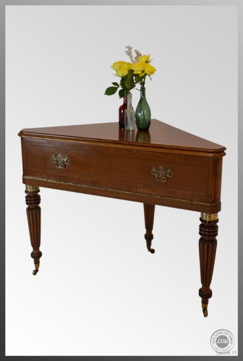 English Regency Period Antique Cellarette Jardiniere
corner Table - Reeded Legs - Stunning Condition - C1820