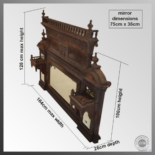 fig 1. Cast Iron Overmantle Mirror Victorian Antique Fireplace
Fine Original Condition - Complete - Worldwide Delivery