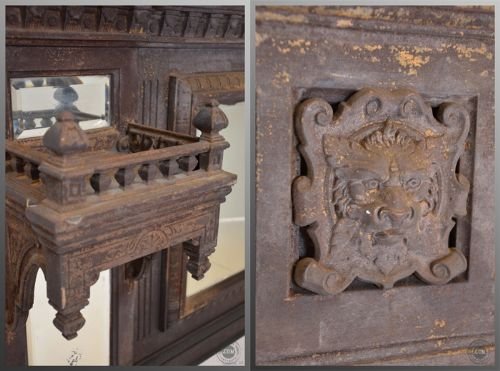 fig 2. Cast Iron Overmantle Mirror Victorian Antique Fireplace
Fine Original Condition - Complete - Worldwide Delivery