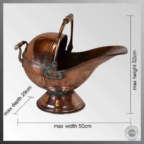fig 1. Antique Log Bucket Coal Helmet Scuttle Copper c1850