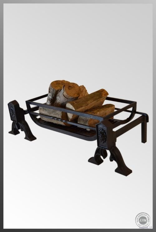 Fire Log Basket Pair Fire Dogs Wrought Iron Antique