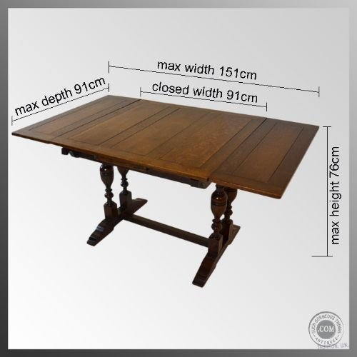 fig 1. Extending Dining Table Oak Draw Leaf Antique c1910
4 - 8 Seater * Great Condition * Twin Pillar Leg Design