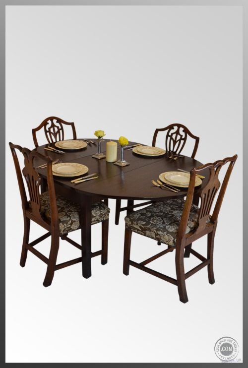 Oval Drop Leaf Gate Leg Folding Dining Table Antique