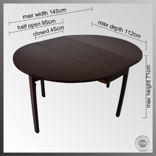 fig 1. Oval Drop Leaf Gate Leg Folding Dining Table Antique