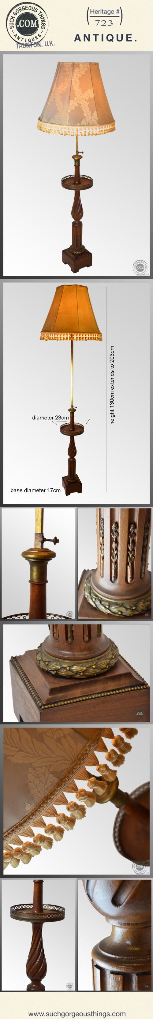 fig 4. Antique French Floor Tall Standard Lamp & Shade c1900
Wine Tray - Gilt Metal - Adjustable Extending - Rewired