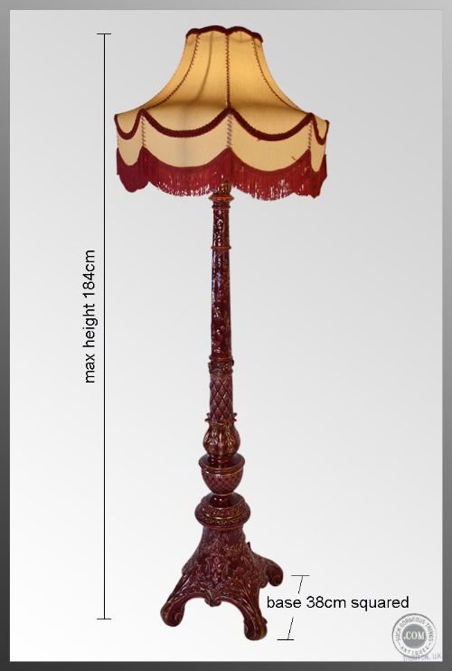 fig 1. Antique Pottery Floor Tall Standard Lamp & Shade c1900
Burmantofts Style Stunning Colour China Great Condition