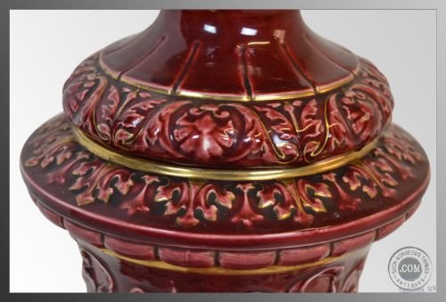 fig 3. Antique Pottery Floor Tall Standard Lamp & Shade c1900
Burmantofts Style Stunning Colour China Great Condition