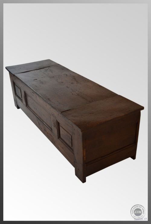 Very Large Oak Coffer Chest Trunk Box Antique C1750