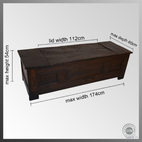 fig 1. Very Large Oak Coffer Chest Trunk Box Antique c1750