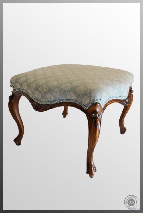 Victorian Dressing Stool Antique Upholstered Footstool
superior Quality Seat Carved Cabriole Leg Fine Textile