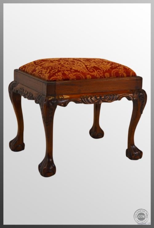 Stool Antique Footstool Dressing Upholstered Seat C1900