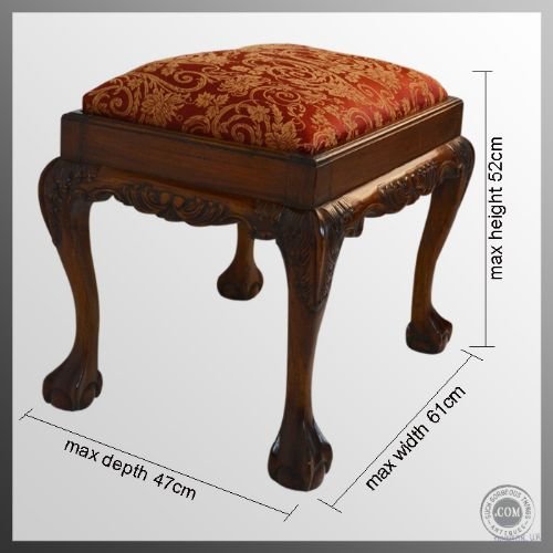 fig 1. Stool Antique Footstool Dressing Upholstered Seat c1900