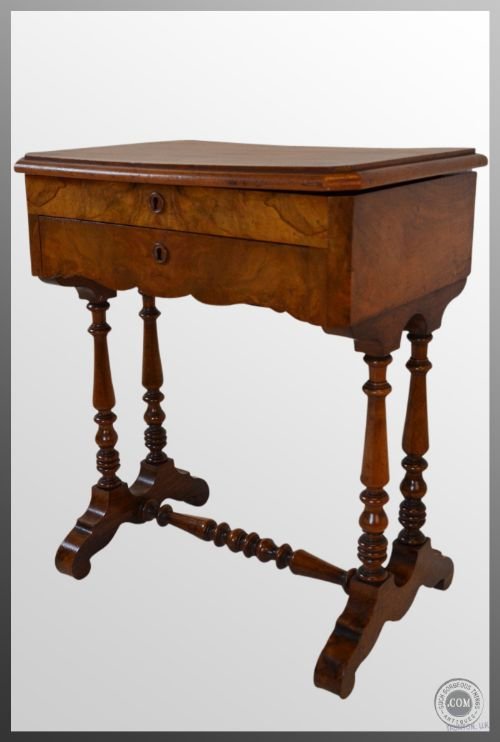 	
Antique Vanity Sewing Hobby Work Occasional Table C1870
walnut Mirrored Display Table - Elegant Design - Drawer
