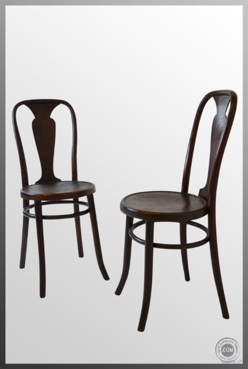 Pair Bentwood Cafe Kitchen Dining Chairs Antique C1910