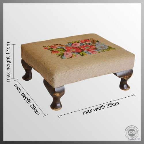fig 1. Footstool Stool Rest Needlepoint Tapestry Antique c1900