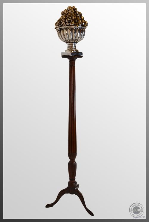 Torchere Stand Tripod Plant Lamp Antique Mahogany C1860