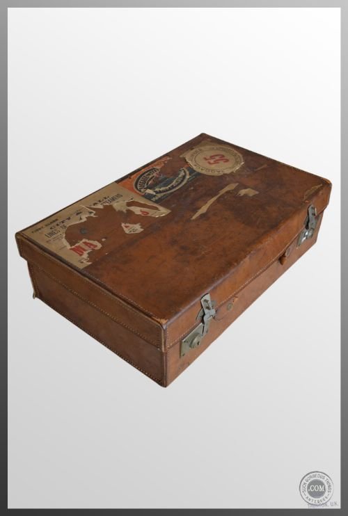Leather Travel Antique Luggage Suitcase Vintage English