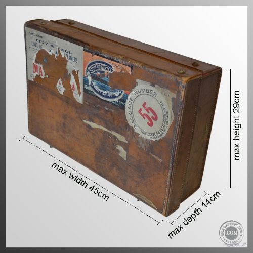 fig 1. Leather Travel Antique Luggage Suitcase Vintage English