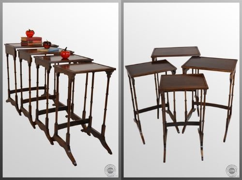 fig 2. Quartetto Nest Set of Four Mahogany Tables Antique 1900