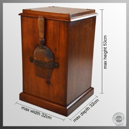 fig 1. Antique Coal Box Fireside Cabinet Log Bin Purdonium
Victorian - Brass Detailing - Walnut - Excellent Order
