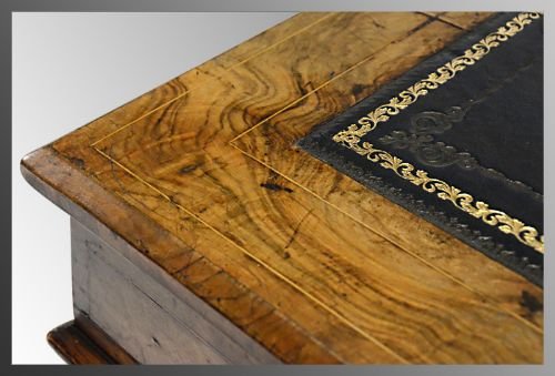 fig 3. Antique Walnut Bureaux Davenport Bureau Cheveret Desk
Knee-hole Open Shelf Writing Table - Leather Top c1860