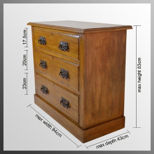 fig 1. Chest of Drawers Antique Satin Wood Art Nouveau c1900
Edwardian - Good Condition - Useful Size - Three Drawer
