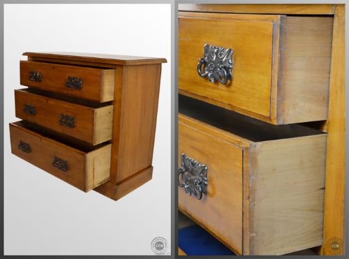 fig 2. Chest of Drawers Antique Satin Wood Art Nouveau c1900
Edwardian - Good Condition - Useful Size - Three Drawer
