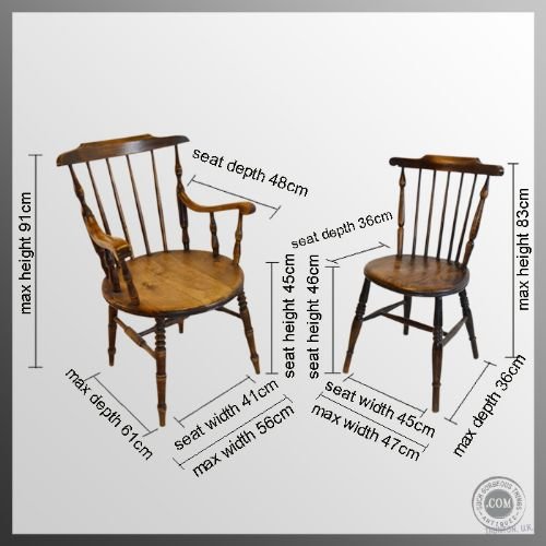 fig 1. Set Eight 8 Kitchen Dining Antique Windsor Chairs c1900
Including Carvers - Elm & Beech - Stick Back Country