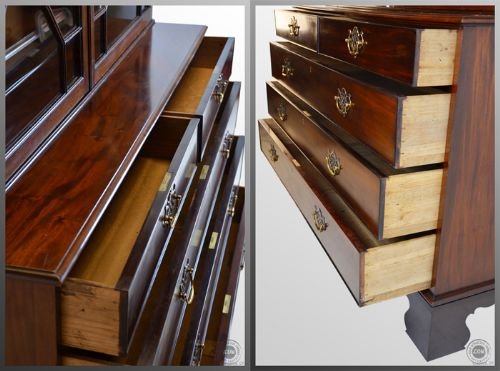 fig 2. Large Chest Drawers Bookcase Library Cabinet Antique
English George lll c1800 Display Case Book Shelves