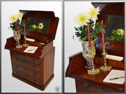 fig 2. Antique Biedermeier Dressing Chest Desk Bureau c1840
Utility Chest of Drawers Vanity Desk - Study or Bedroom