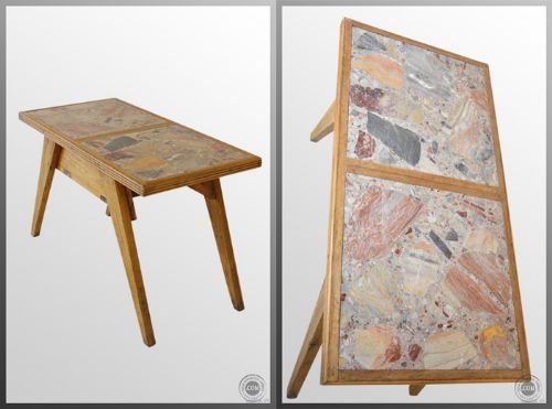 fig 2. Antique Danish Coffee Occasional Side Table c1900
Marble Top - Oak & Birch - Useful Size - Good Condition