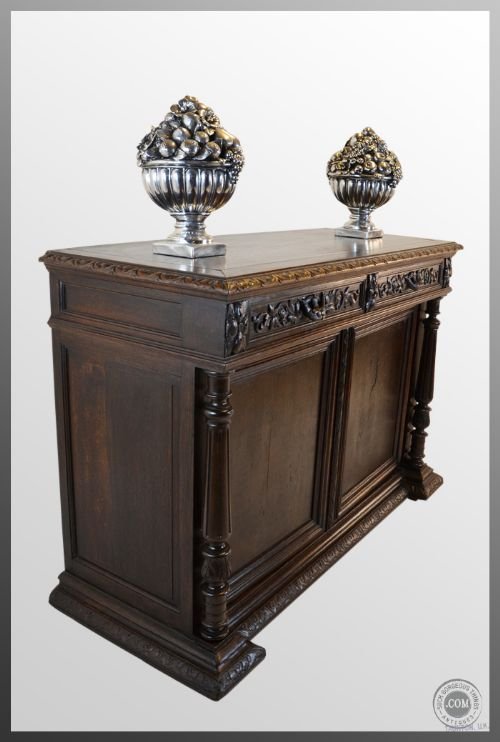 Oak Cabinet Carved Cupboard Antique Victorian C1860
twin Drawers - Superb Carving - Excellent Condition