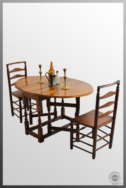 Antique Gate Leg Oak & Fruitwood Drop Leaf Table C1720
early Georgian Oval Dining Supper Country Folding Table
