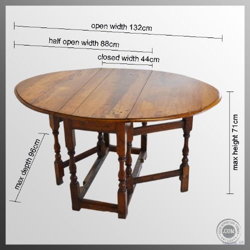 fig 1. Antique Gate Leg Oak & Fruitwood Drop Leaf Table c1720
Early Georgian Oval Dining Supper Country Folding Table