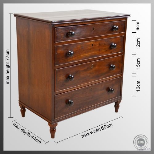 fig 1. Fine Chest Drawers Compact Small Antique Georgian c1800
Quality 4 Drawer Chest in Superb Condition - Rare Size