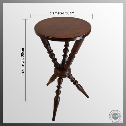 fig 1. Antique Gypsy Wine Lamp Side Occasional Round Table
Flame Mahogany Upper - Fine Condition - Tripod Design