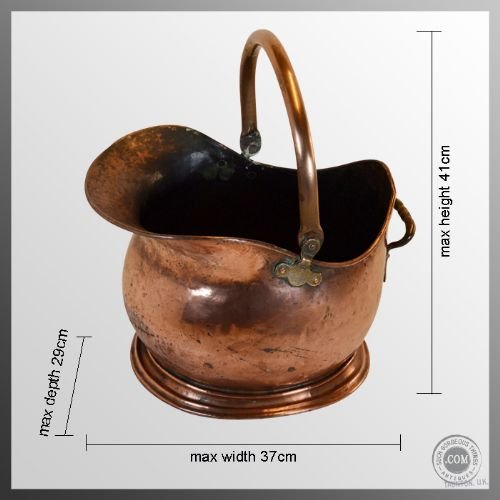 fig 1. Antique Log Bucket Coal Helmet Scuttle Copper c1880
