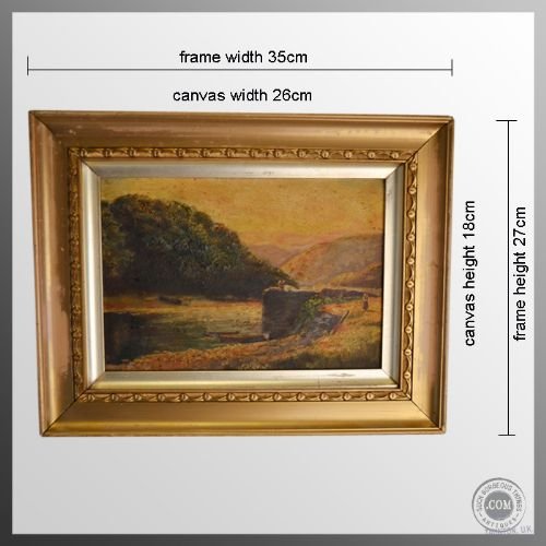 fig 1. Antique Art Oil Painting on Canvas English School c1900