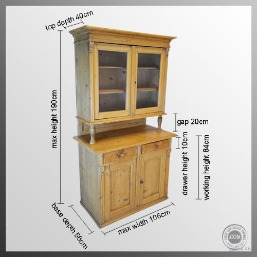 fig 1. Antique Victorian Pine Kitchen Dresser Cabinet c1870
