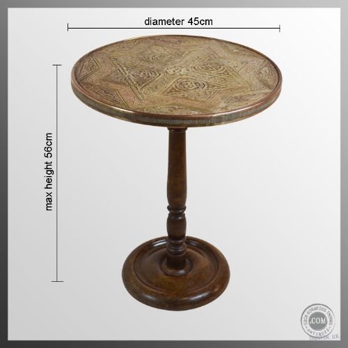 fig 1. Antique Brass Wine Lamp Side Occasional Round Table