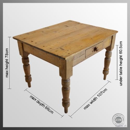 fig 1. Antique Victorian Pine Kitchen Dining Table With Drawer