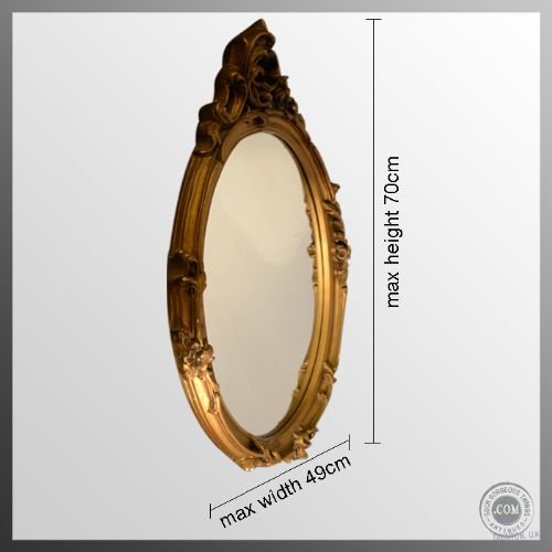 fig 1. Mirror Wall Hanging Ornate Oval Gilt Frame c1920