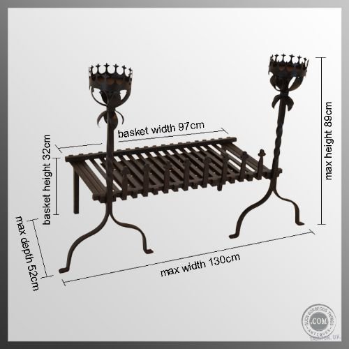 fig 1. Fire Log Basket Pair Andirons Dogs Wrought Iron Antique