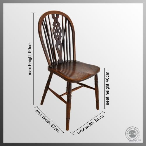 fig 1. Pair of Two 2 Kitchen Dining Antique Windsor Stickback Elm Country Chairs c1880