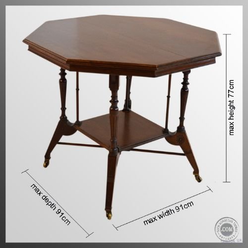 fig 1. Antique Octagonal Wine Lamp Side Occasional Victorian Mahogany Table c1890