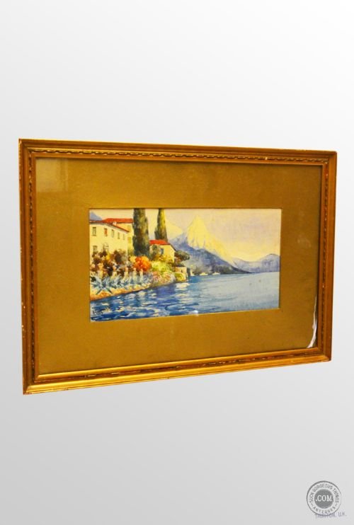 Antique Art Original Framed Watercolour Painting Italian School A.cialzohs C1900
