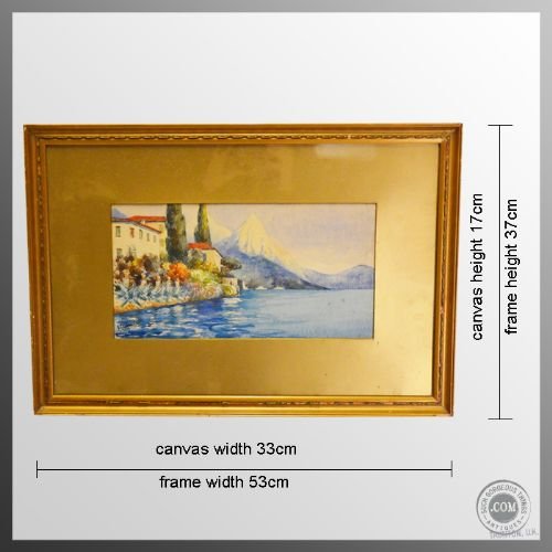 fig 1. Antique Art Original Framed Watercolour Painting Italian School A.Cialzohs c1900