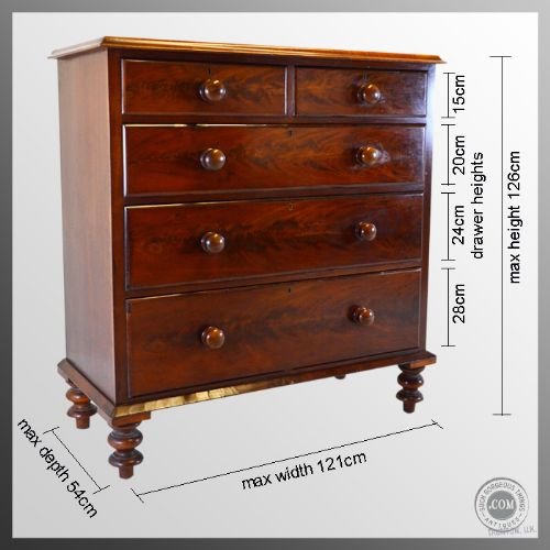 fig 1. Large Tall Mahogany Chest of Drawers Victorian Antique c1860
