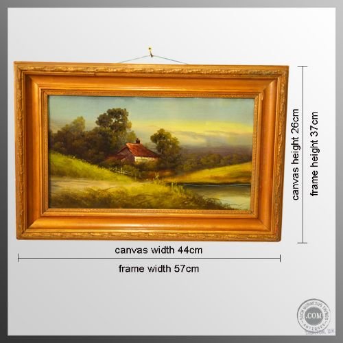 fig 1. Antique Art Oil Painting on Board English School c1870 Classic Cottage Scene