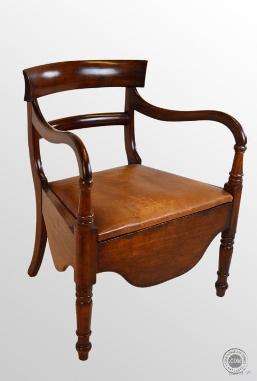 Antique Early Regency Leather Seated Wide Elbow Chair Mahogany Armchair C1810